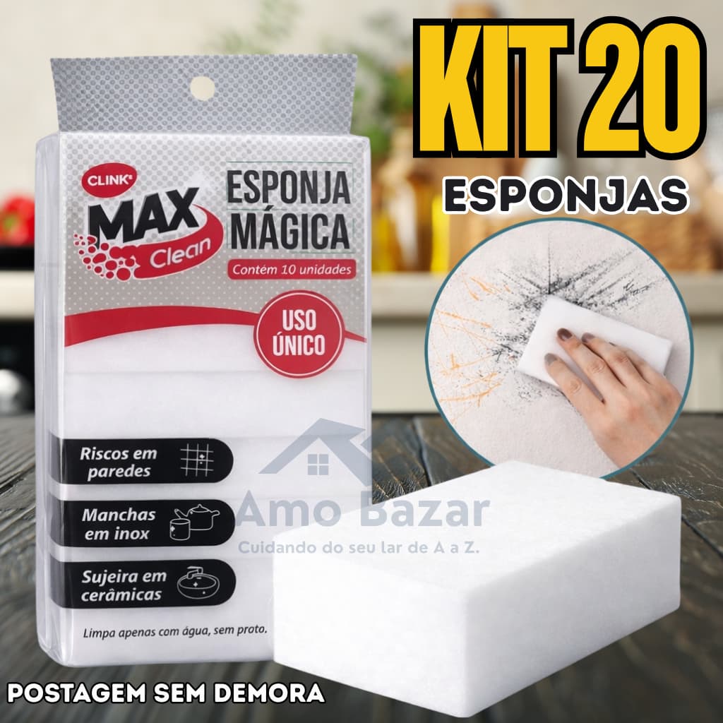 Kit Esponja Mágica Multiuso – Remove Manchas Riscos Rápida, Casa Limpa, Melamina Bucha Branca