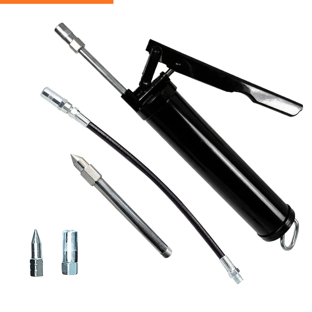 Bomba De Graxa Engraxadeira Manual Extensão Rígida E Flexível 500g Com Bico Acoplador E Pontiagudo