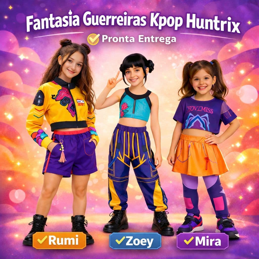 Fantasia Menina Guerreiras Kpop Huntrix infantil