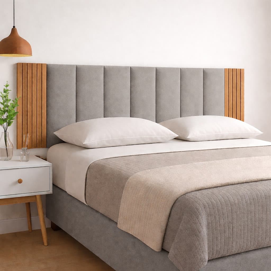 Kit Com Até 12 Peças Cabeceira Modular + Painel Ripado MDF Para Cama Box Casal King Queen