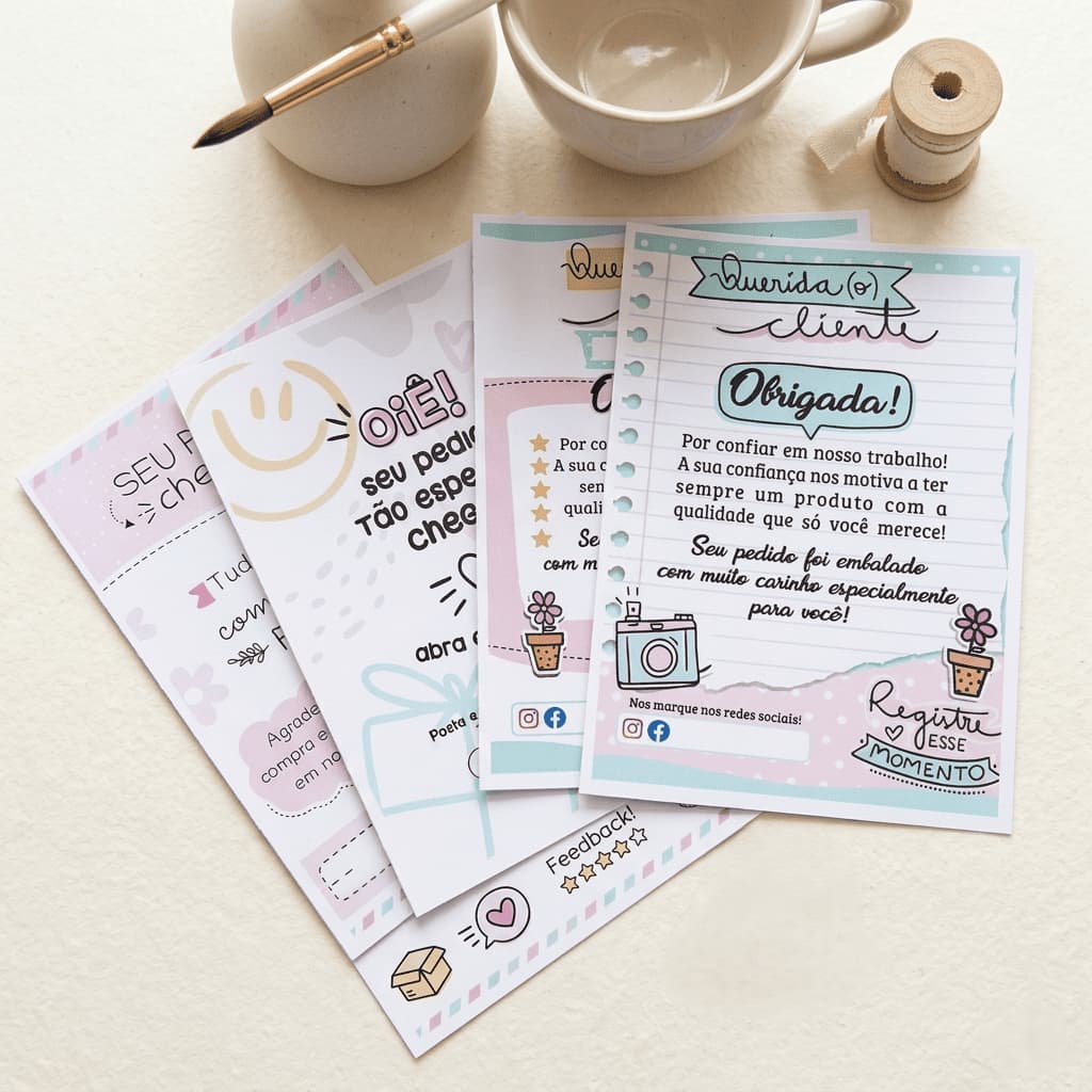 100 Folhetos de Agradecimento ao Cliente 10x15cm