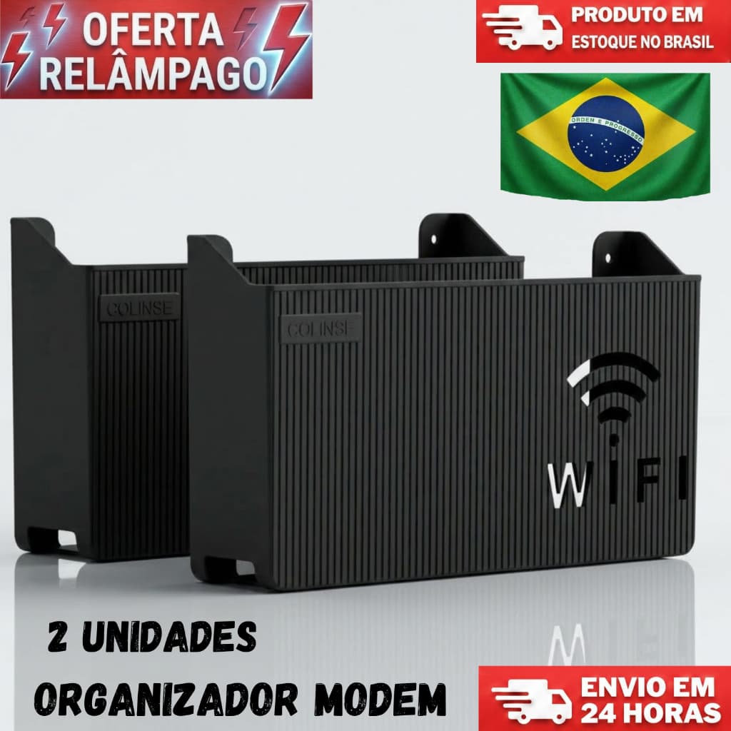 Kit Com 2 Organizador Para Suporte de Roteador Modem Wi-fi Adesivo