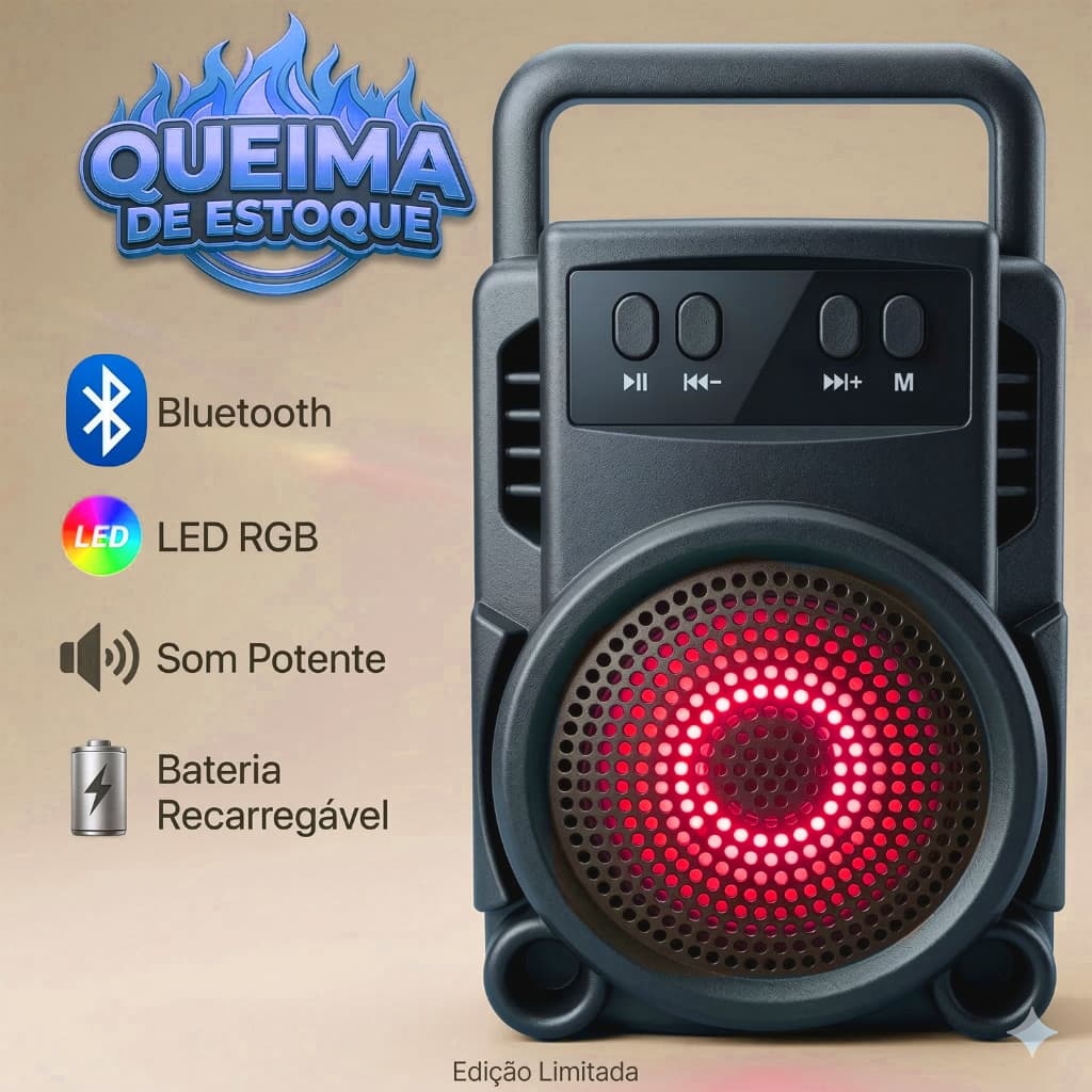 PROMOÇÃO Mini Caixa de Som Bluetooth GTS-1360 3" Portátil com LED Colorido