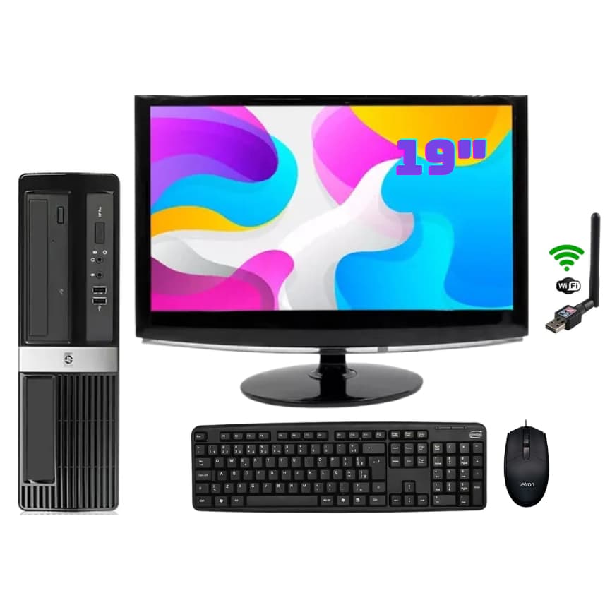 Computador HP Completo Core 2 Duo 4gb ram 160gb HD Rápido Wifi Trabalho Estudo Tela 19" Promoção