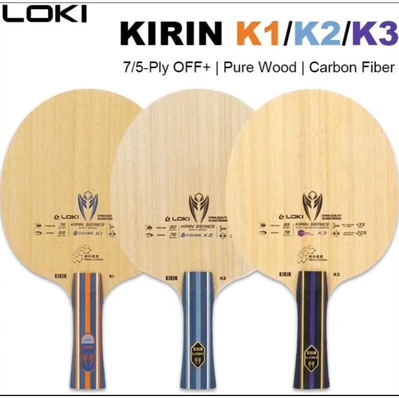 Raquete de tênis de mesa profissional Loki K1, K2, K3