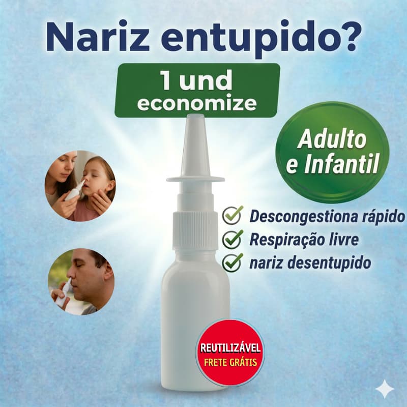 Spray Nasal Reutilizável Nariz Entupido Adulto Infantil Rinite Sinusite Limpeza Nasal 1Und
