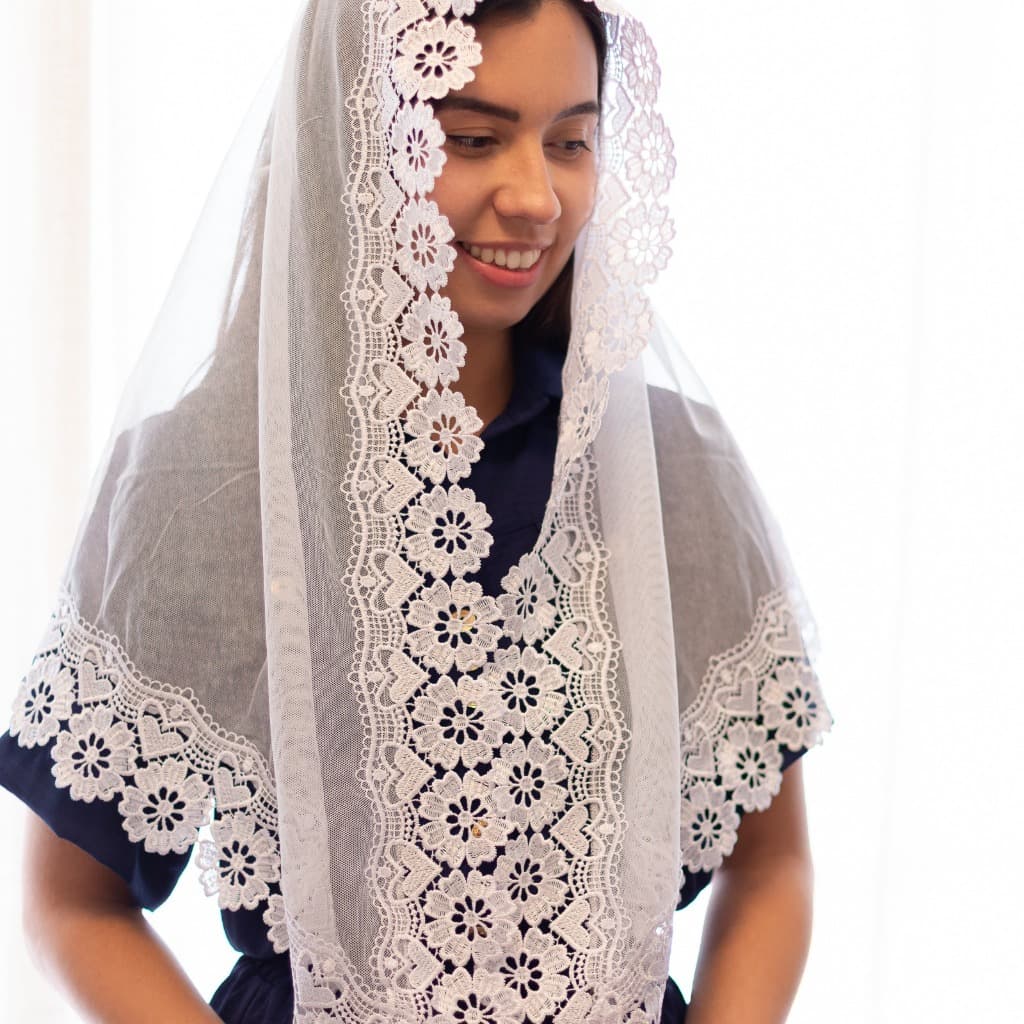 Véu Ccb Congregação Cristã Renda Guipir 9,5CM Tule Filó de Algodão