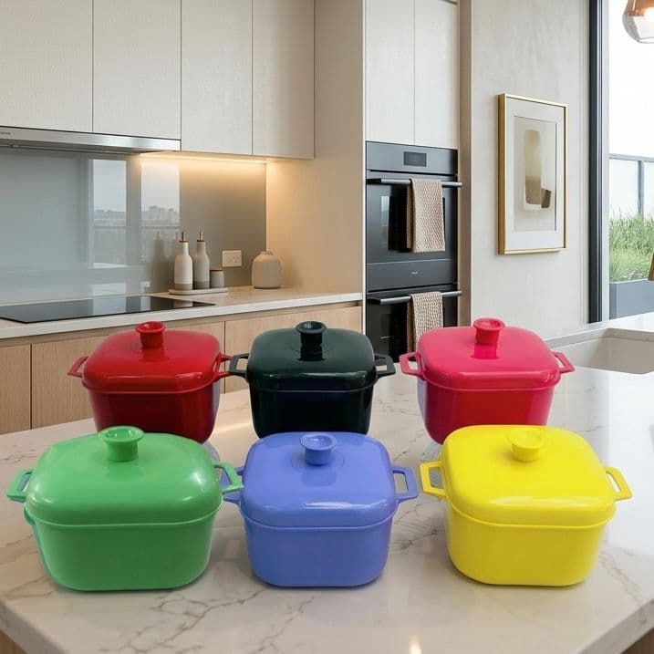 KIT COM 6 PANELAS DE MICROONDAS CAÇAROLA 1,5 LITROS/ POTES DE PLASTICO/ POTE MULTIUSO.