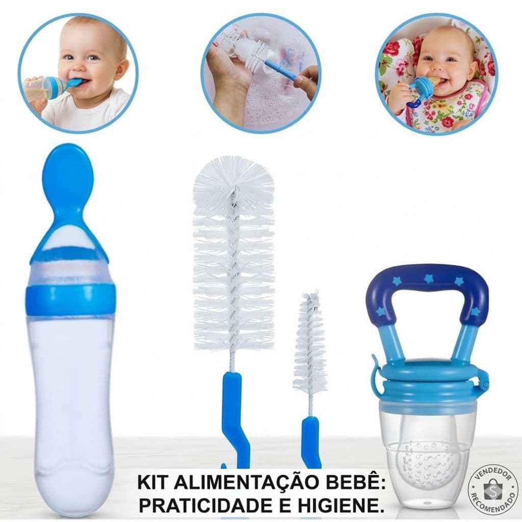 Kit Chupeta Alimentadora - Colher Dosadora - Escova De Lavar Mamadeira