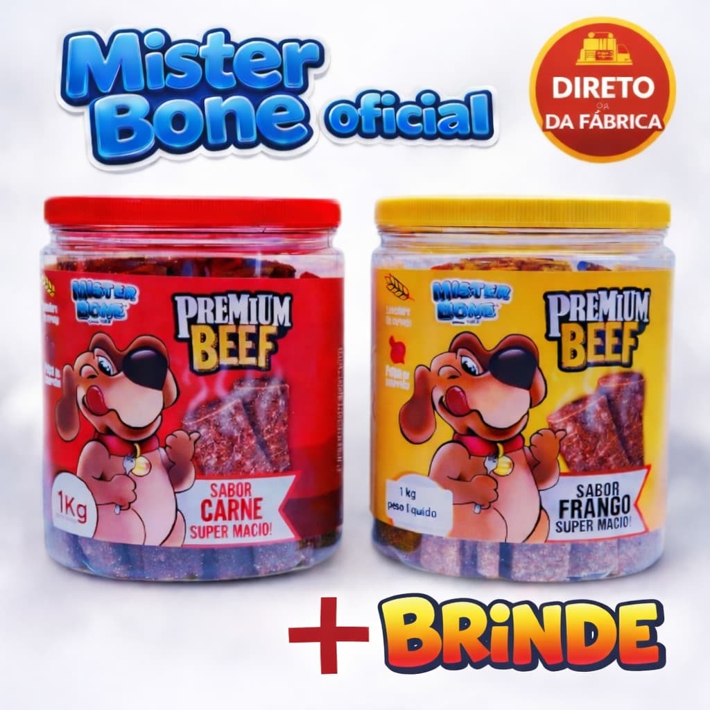 Petisco para cachorro (1Kg)- Bifinho  BRINDE: 01 Premium Beef de 50g