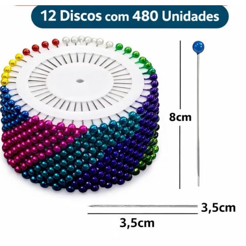 ALFINETE DISCO COLORIDO -480 UNIDADES