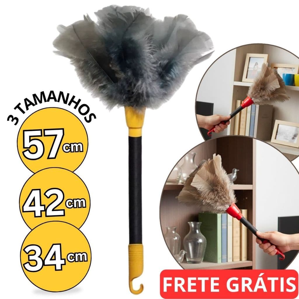 Espanador De Pó Pena 34 42 57 Cm Limpa Poeira Moveis Casa Pequeno 4 Tamanhos
