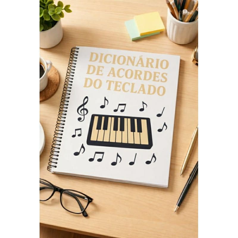Super Dicionário de Acordes do Teclado para Iniciantes Apostila Caderno Memorize Rápido do Zero e Saia Tocando