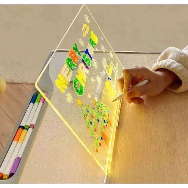 Luminária Led 3D Escrever e Desenhar Lousa de Acrílico Mágica