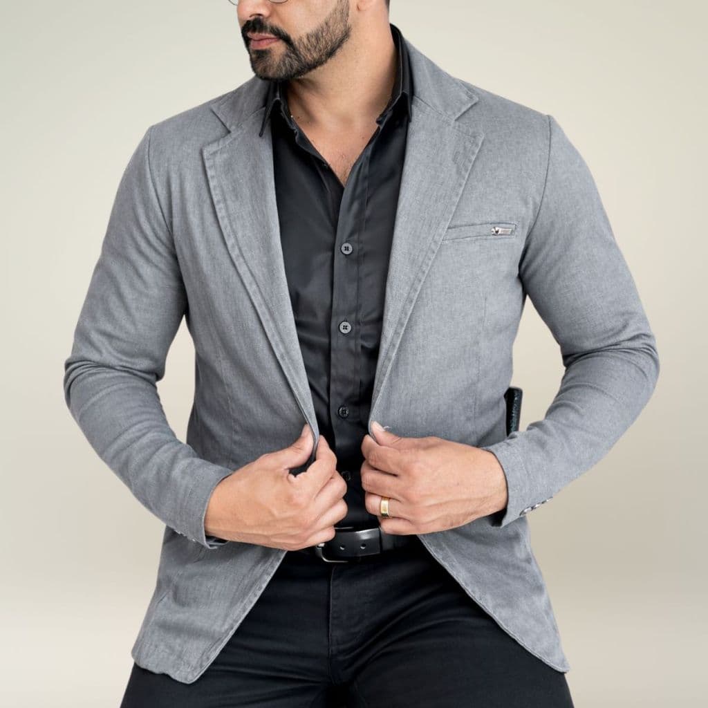 Blazer Masculino Slim Mesclado Esporte Fino Alfaiataria Elastano Premium 2 Botões Corte Italiano Social Elegante Paletó