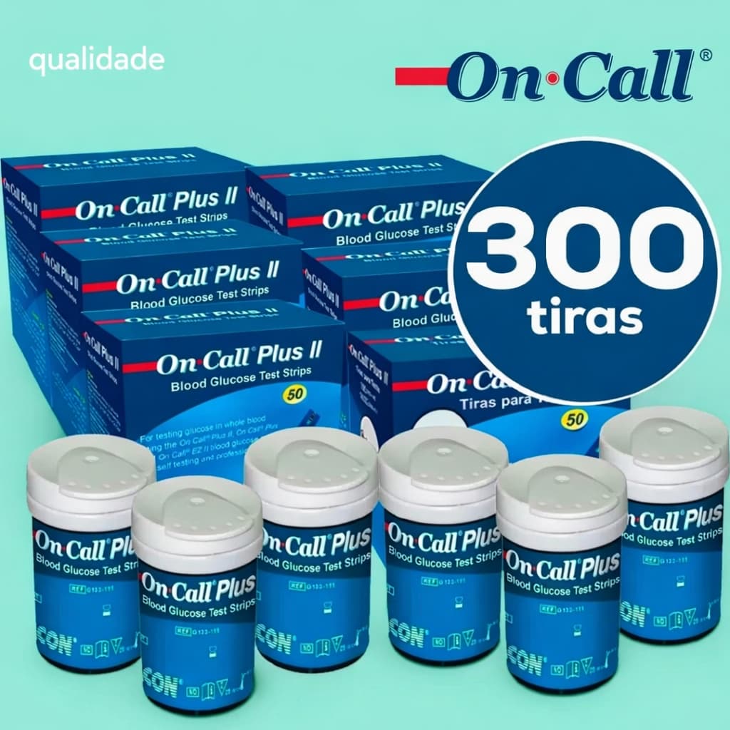 300 TIRAS DE GLICEMIA ONCALL PLUS 6 FITAS GLICEMIA 6 FRASCOS