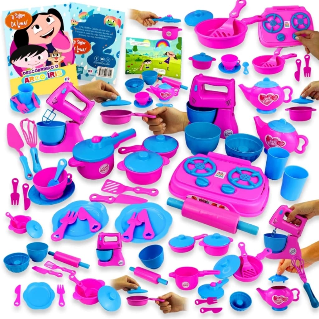 Kit Cozinha Infantil Completa Casinha – Brinquedo Educativo Comidinhas, Panelinhas, Eletros
