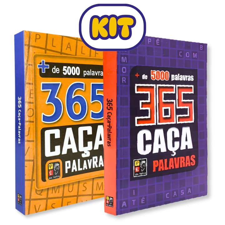 Kit 2 Livros Caça Palavras | Amarelo + Roxo | Estímulo Mental Raciocínio Concentração Memória