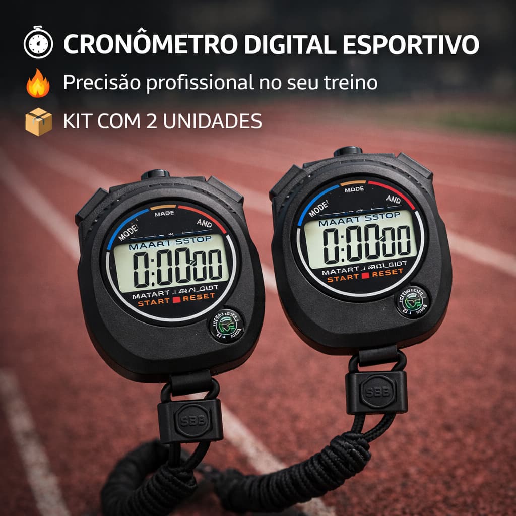 Kit 2 Cronômetro Digital Esportivo Multifuncional Relógio Alarme Calendário Bússola Corrida Esportes