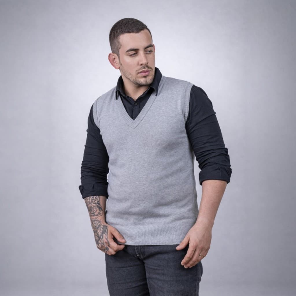 Colete Masculino Tricot Básico Gola V Casual e Social Clássico Premium Elegante