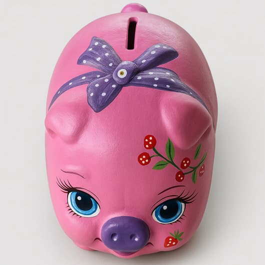 Cofre Cofrinho Com 2 Porquinhos Porco Laço Cores Diversas Economia Dinheiro Decoração Finanças