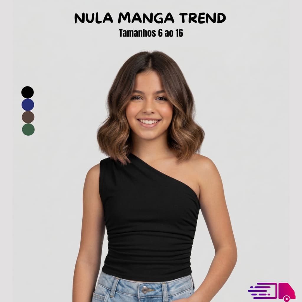 Cropped Um Ombro Só Juvenil Franzido Mula Manca Blusa Moda Verão Menina Adolescente