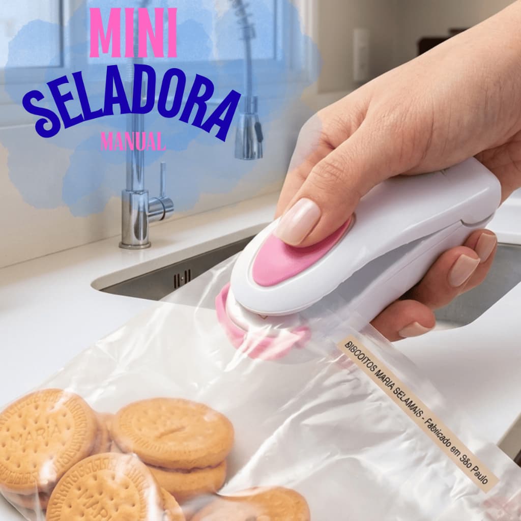 Mini Seladora Manual Portátil Rosa Branco Selador de Embalagem Plástico Saco Selar Pacotes Cozinha Alimentos Portátil