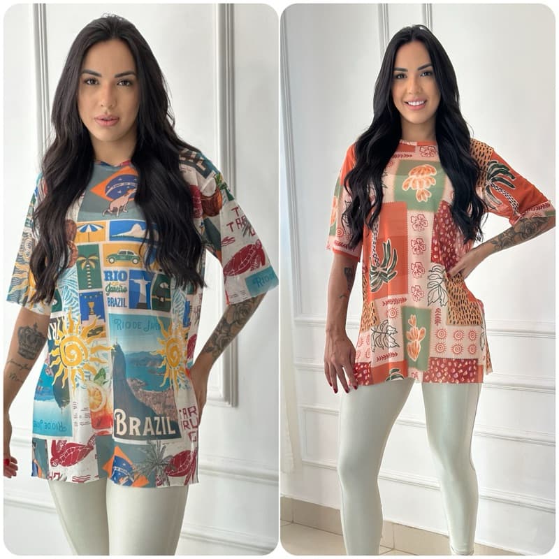 Camisão para academia Blusa feminina tapa BumBum Moda Fitness