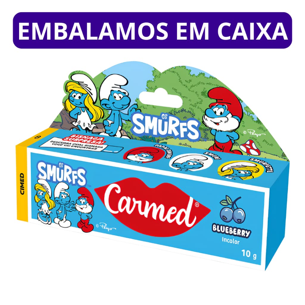 Hidratante Labial Carmed Smurfs Blueberry - Bisnaga 10g