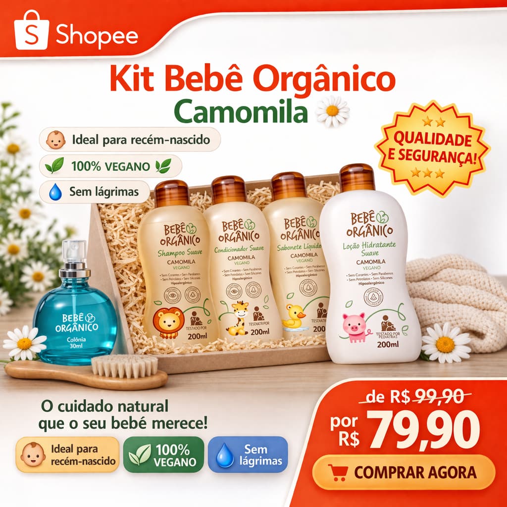Kit Completo Bebê Camomila – Cuidado Diário com Segurança e Suavidade