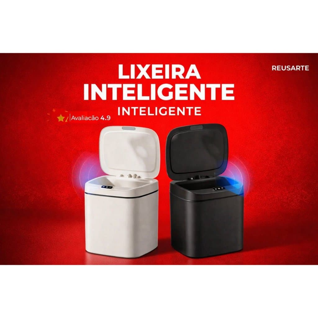 Lixeira 18L com Sensor Automático Inteligente Toque Cesto Lixo Banheiro Cozinha Escritório
