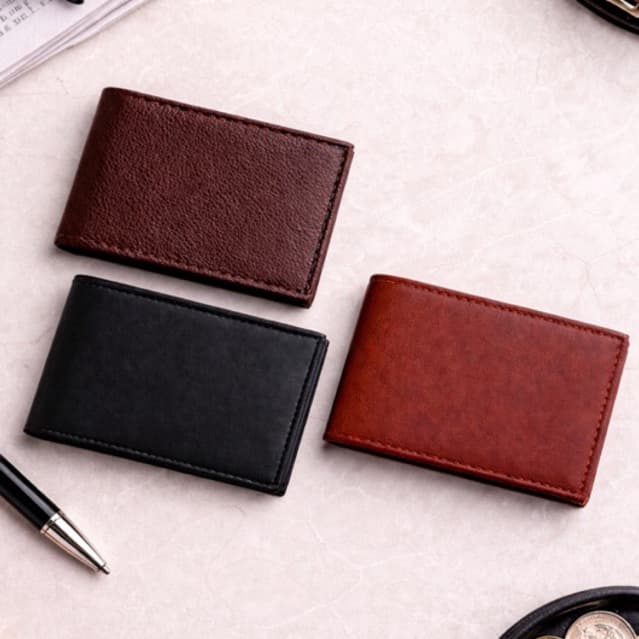 carteira masculina Couro legitimo Slim elegante, porta cartões compacta