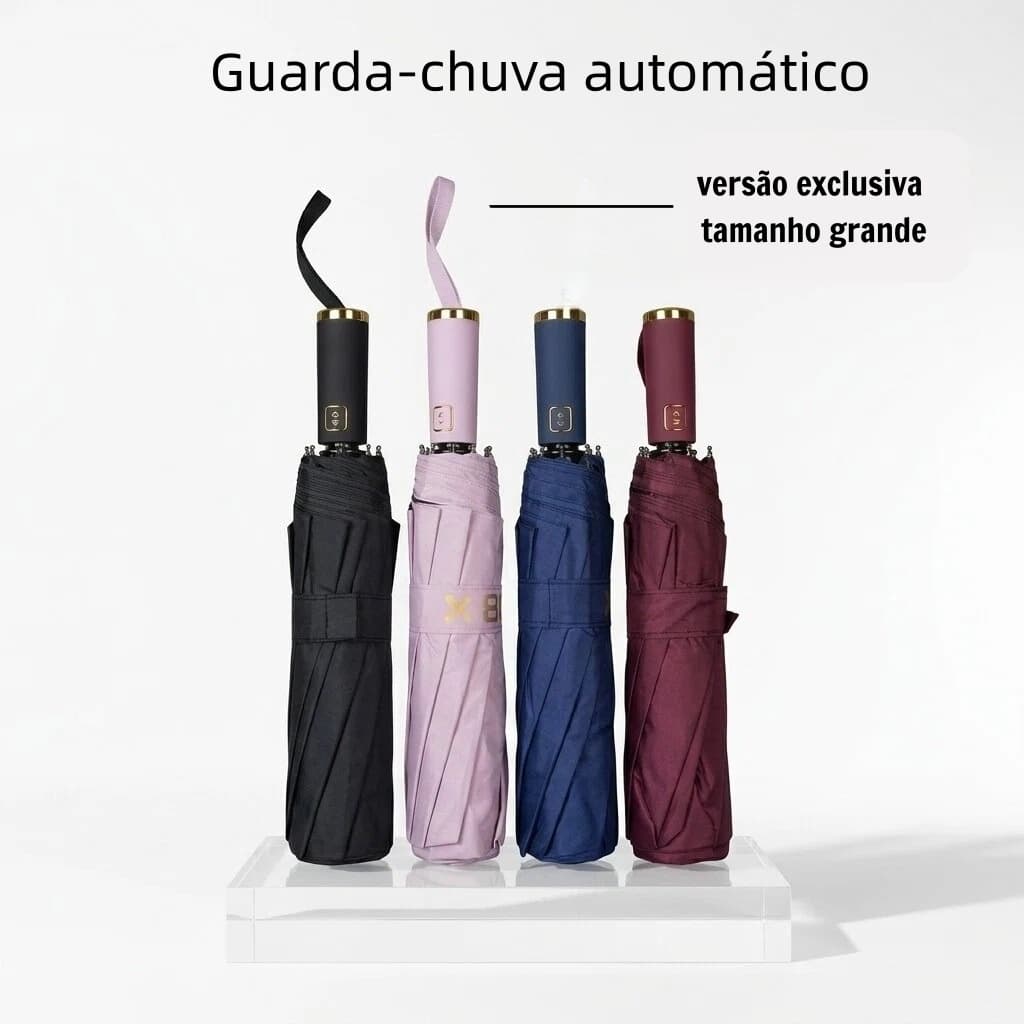 Guarda Chuva Sombrinha Grande Automático Abre E Fecha Reforçado Contra Vento Proteção Solar 140cm
