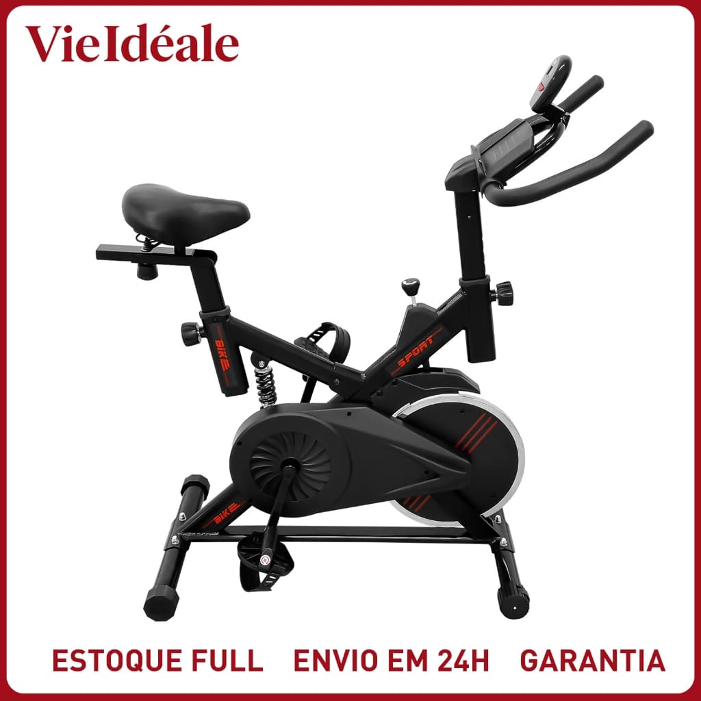 Bicicleta de Spinning Profissional 120kg | Display Multifuncional + Correia Silenciosa | Ideal para Home Office e Academ