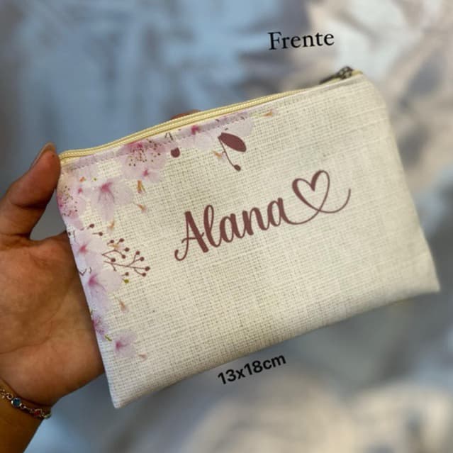 PRODUÇÃO 1 DIA ÚTIL + FRETE  - Necessaire Personalizada SLIM cm nome, Rose flores