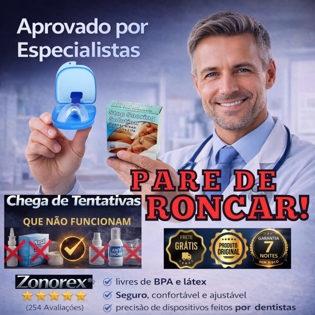 Anti Ronco Ajustável Bruxismo Apneia do Sono Dormir Melhor Pare de Roncar Silicone Confortável SonoFlex®