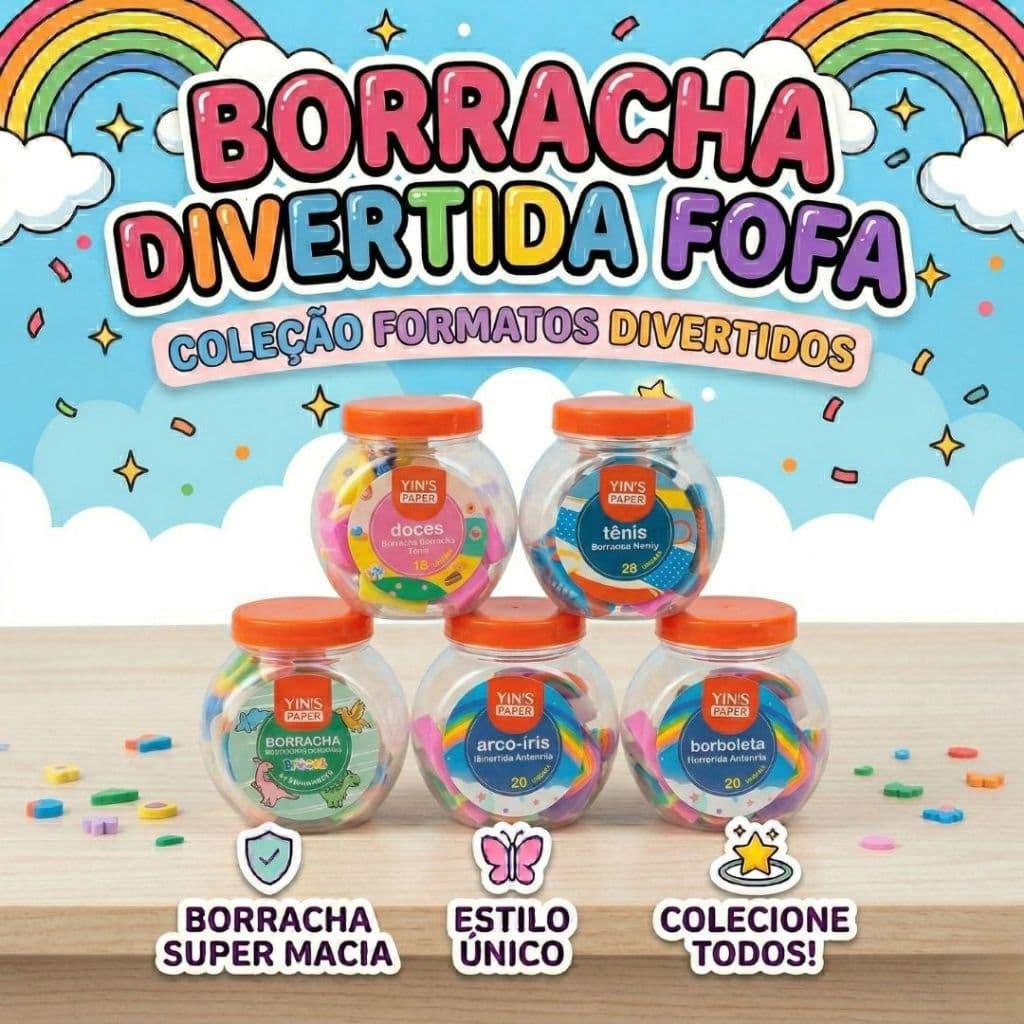 Kit Borrachas Fofas Infantis de Encaixar no Lápis Pote Divertido Kawaii Ponteira de Lápis Escolar