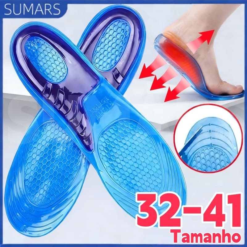 Par Palmilha Ortopédica Gel Silicone Recortável Anti Impacto Alívio  para Fascite Plantar Esporão Calcâneo e Dores
