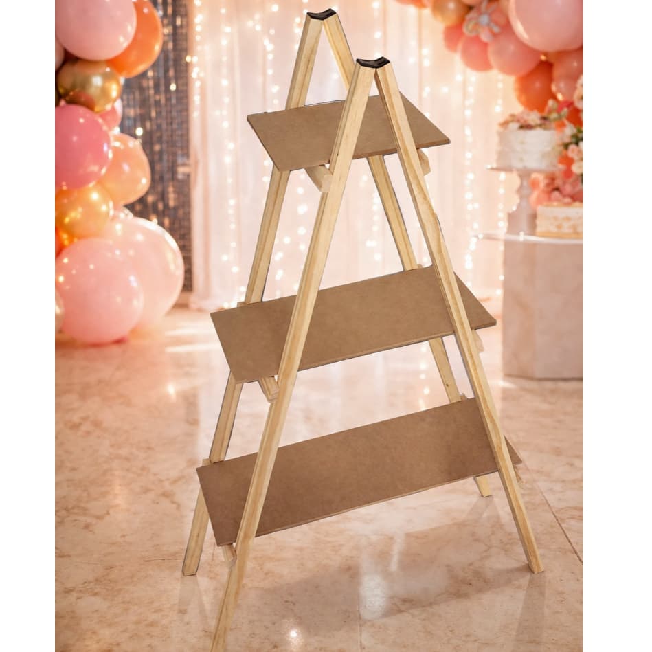 Escada Decorativa Escadinha Festa Mdf Cru Desmontável 4 Andares