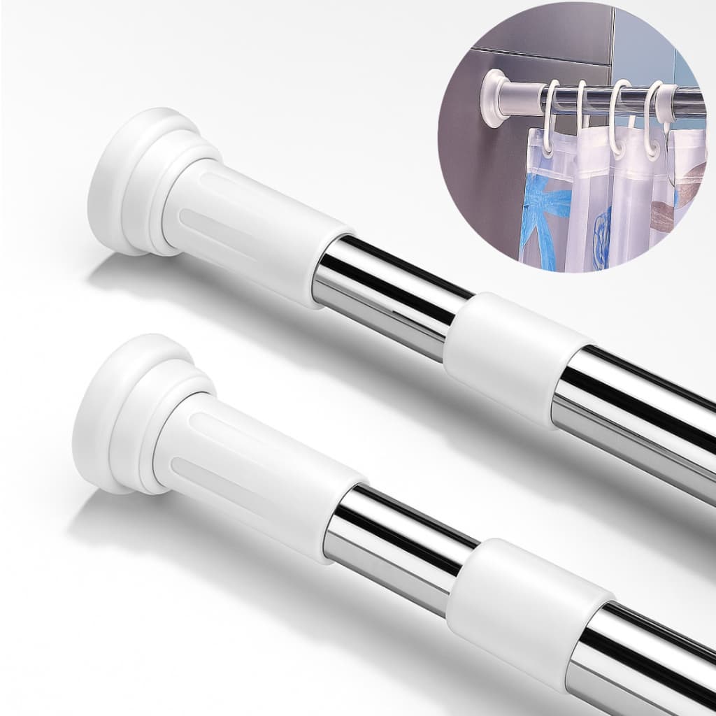Varão de Cortina Extensível Ajustável Inox Banheiro Box Sem Furo Multiuso