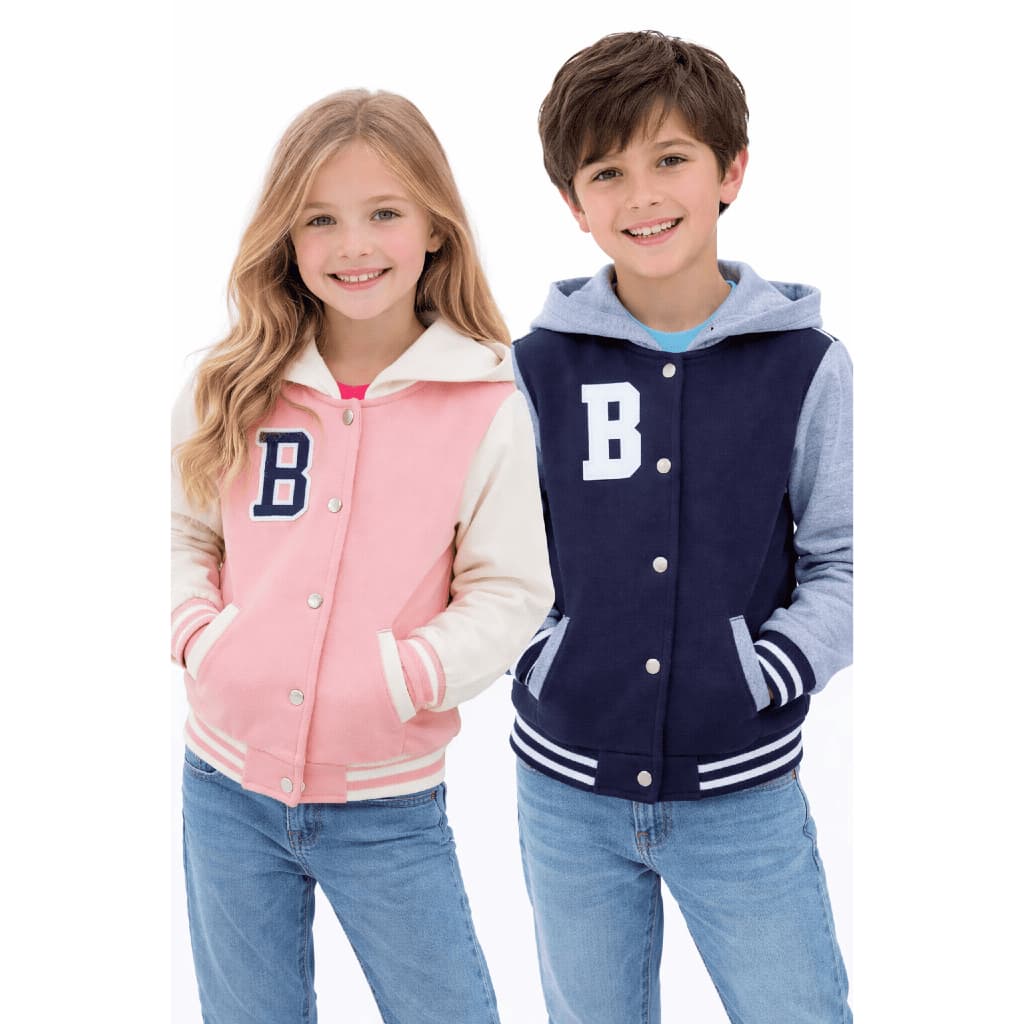Jaqueta infantil bomber colegial blusa moletom college casaco moda inverno blogueira menina e menino