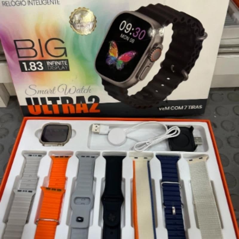 Relógio Smart Watch Ultra 2 com 7 Pulseiras, Relógio inteligente, smartwatch masculino e feminino, smartwatch inteligent