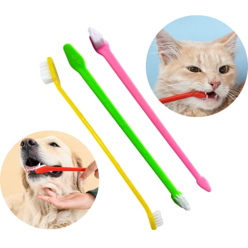 Kit Escova de Dentes Dupla Para Cães e Gatos - 3 Unidades