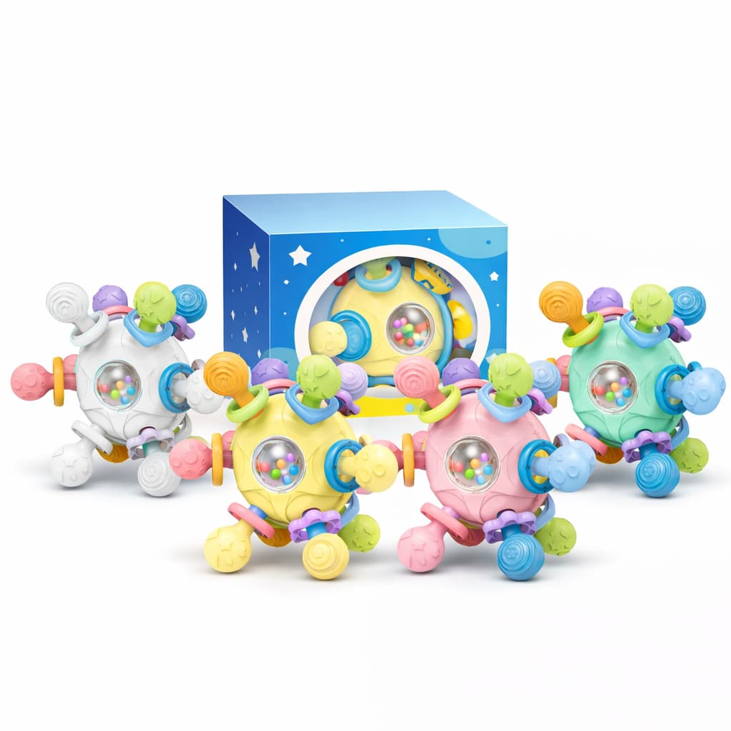 Mordedor 12 Pontas Chocalho Bebe Bola Sensorial Massageador Terapêutico Em Silicone Dentição bebê