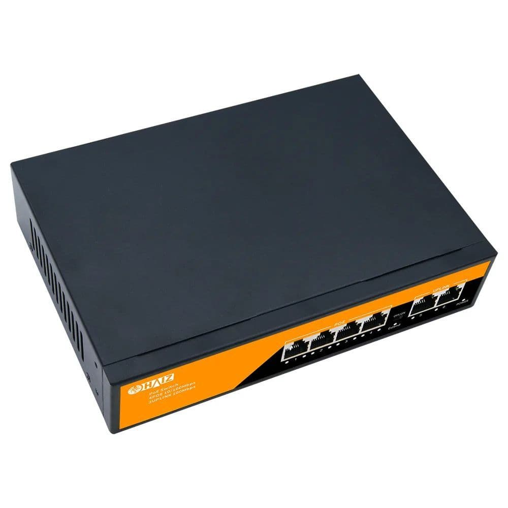 Switch Poe HAIZ 4 Portas Ativo + 2 Uplink Fast EF1006P-EA2