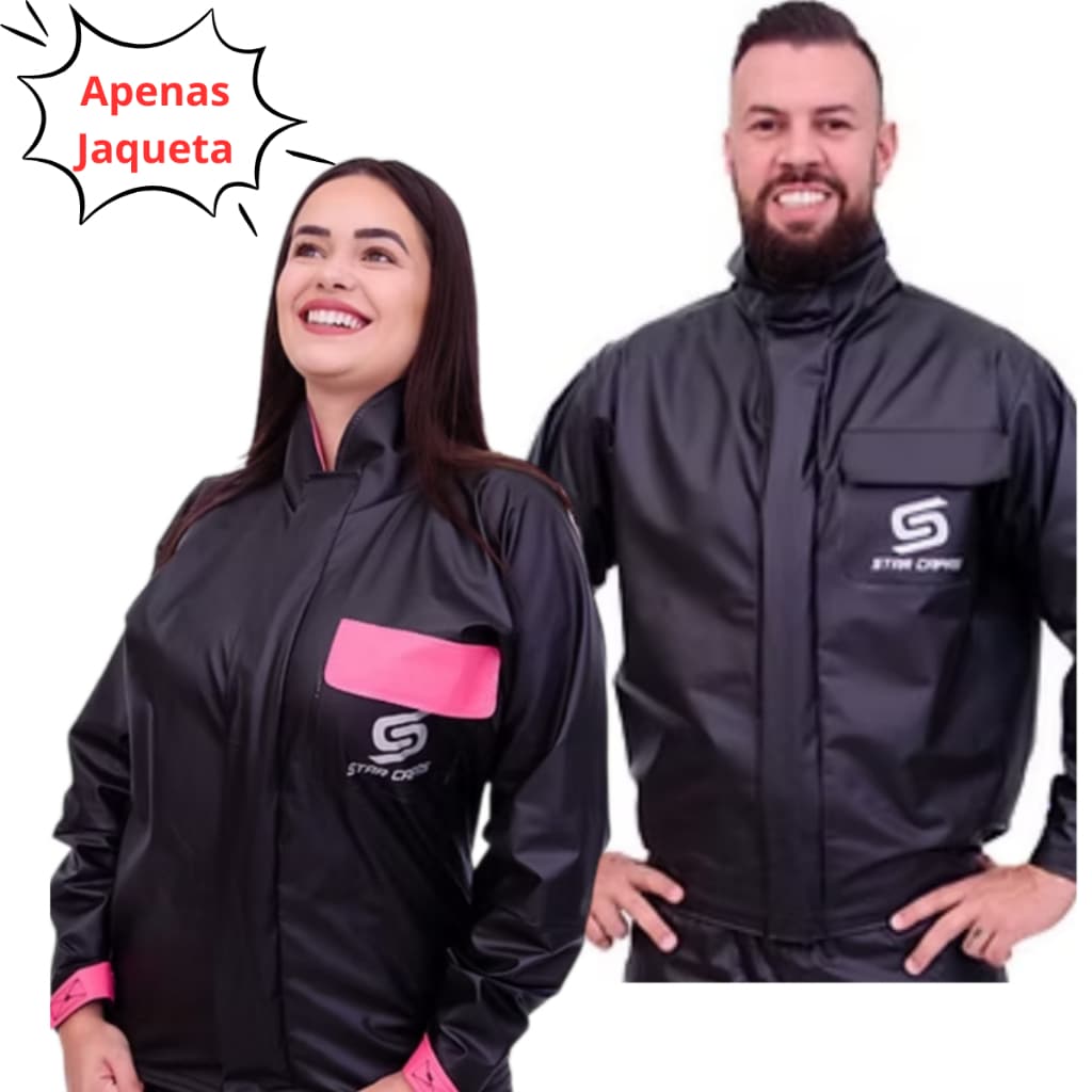 JAQUETA De Chuva Starcapas Motoqueiro Pvc Impermeável Rosa ou Preto