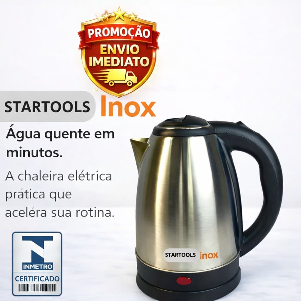 Chaleira Elétrica Inox 2 Litros 110V 220V Ferve Água Rápido jarra Rápida Prática Potente  inoxidavel