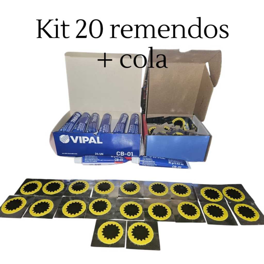 Kit remendos + cola bicicleta e moto camara 20 ou 50 unidades VIPAL ORIGINAL NOVO