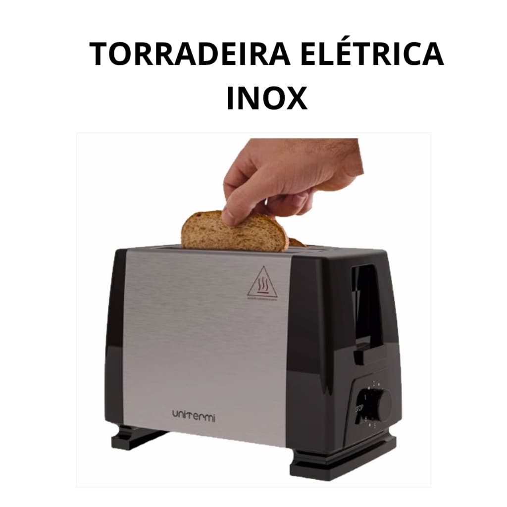 Torradeira Elétrica Unitermi Inox 6 Níveis de Tostagem 650W
