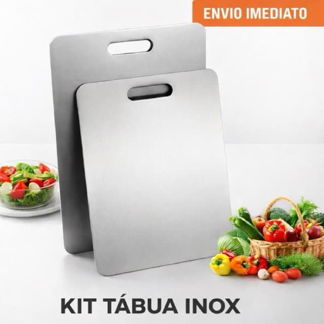 Conjunto de Tábua Inox Antibacteriana Resistente Fácil Limpeza Cozinha Durável Sem Odor Corte Legume